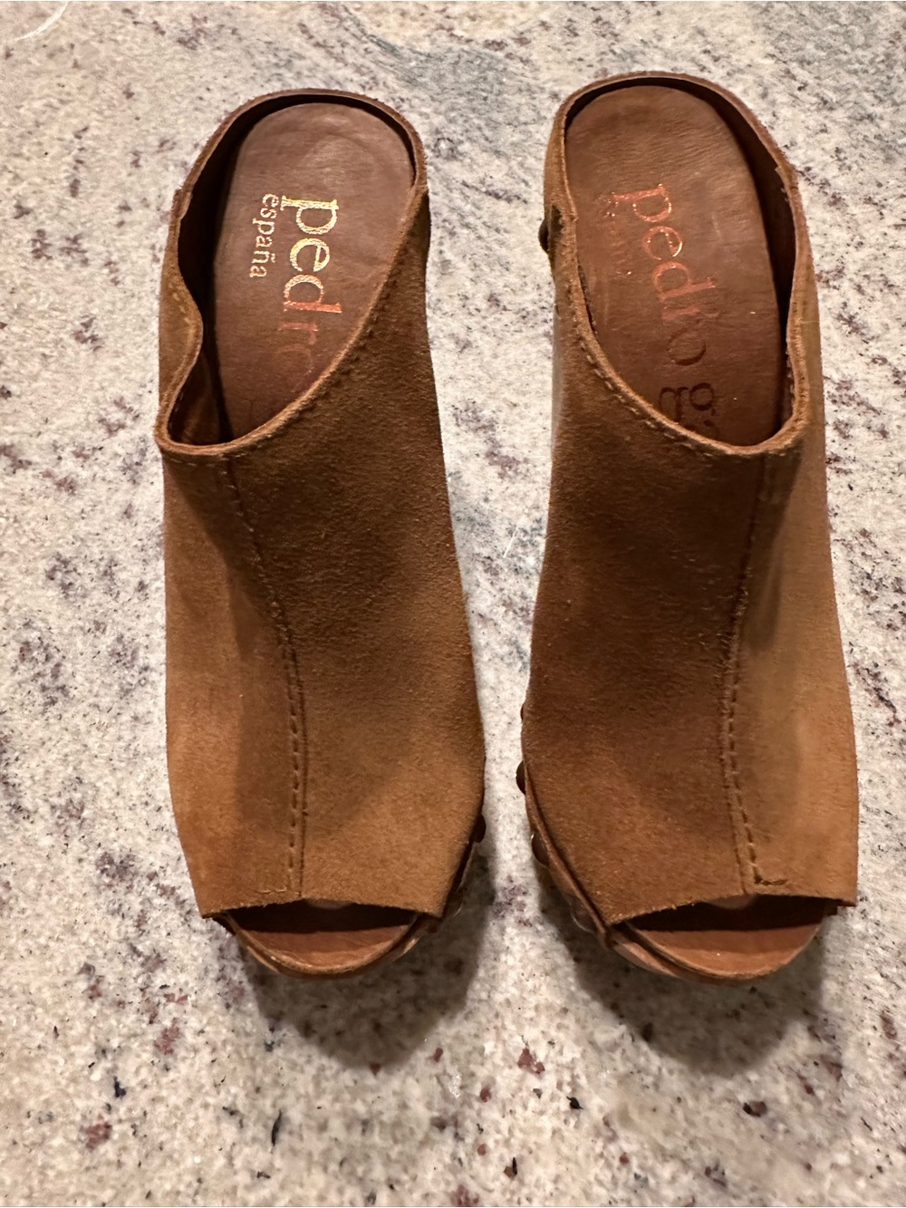 Brand new; never worn
Pedro Garcia "Nain" Peep-Toe Platform Mules
Size 7
Brown